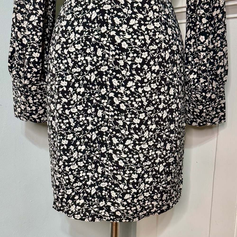 Lulus Fall Into You Black Floral Print Long Sleeve Wrap Dress Medium - Picture 9 of 14
